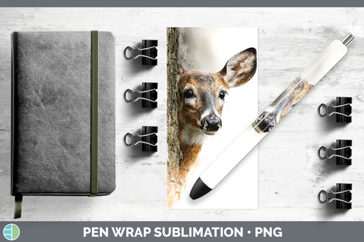 Deer Woodland Tree Peek Pen Wrap Sublimation Design