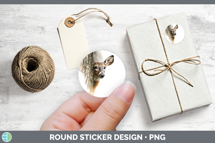 Deer Woodland Tree Peek Stickers Design