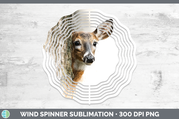Deer Woodland Tree Peek Wind Spinner Sublimation Design