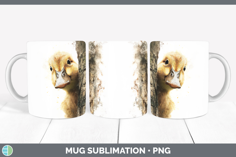 Duck Woodland Tree Peek Mug Wrap Sublimation Design