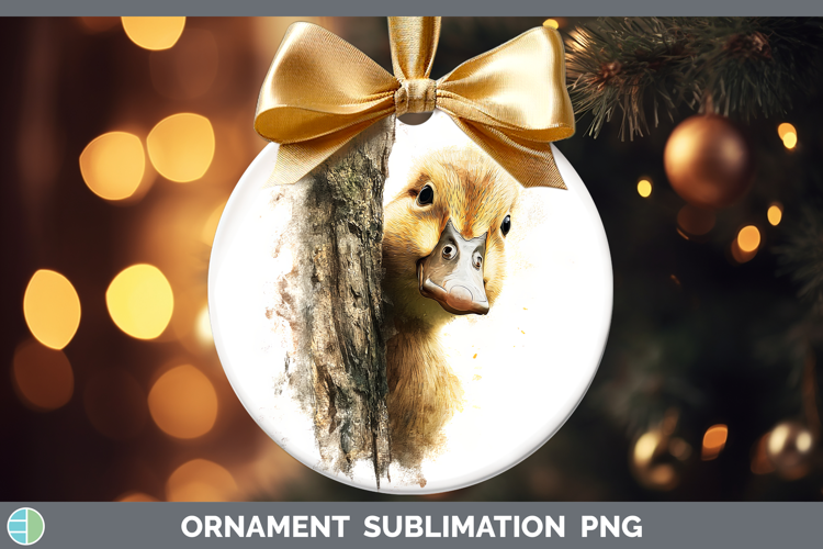 Duck Woodland Tree Peek Ornament Sublimation Design