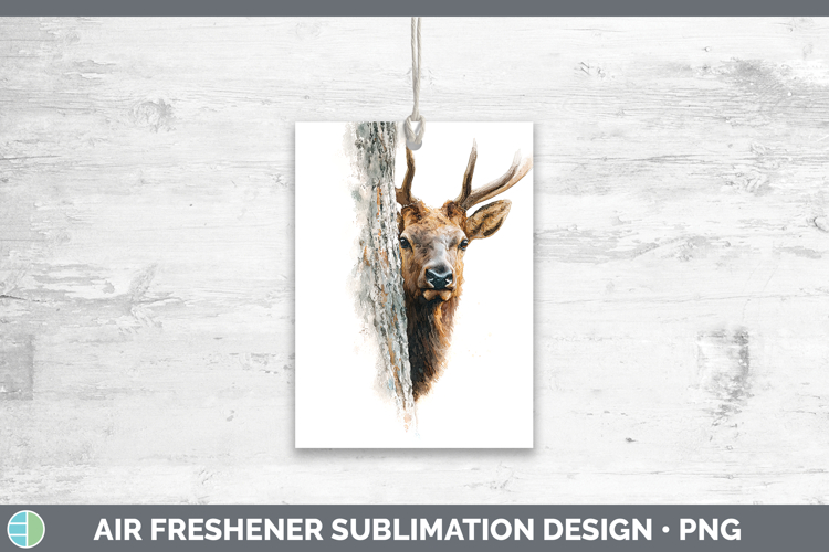 Elk Woodland Tree Peek Air Freshener Sublimation Design
