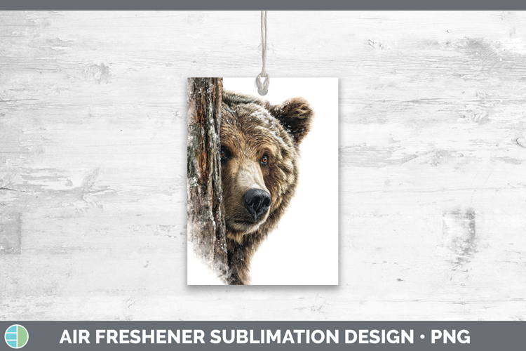 Grizzly Bear Woodland Tree Peek Air Freshener Sublimation De