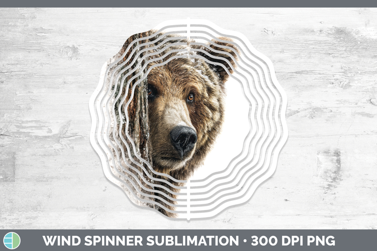Grizzly Bear Woodland Tree Peek Wind Spinner Sublimation Des