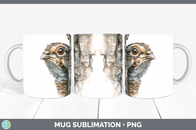 Grouse Woodland Tree Peek Mug Wrap Sublimation Design