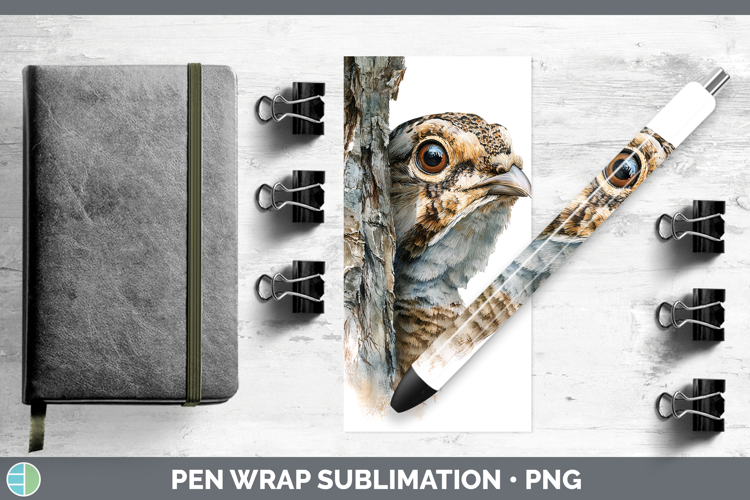 Grouse Woodland Tree Peek Pen Wrap Sublimation Design