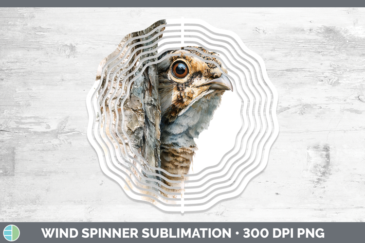 Grouse Woodland Tree Peek Wind Spinner Sublimation Design