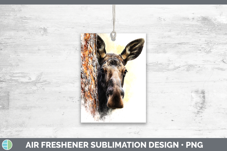 Moose Woodland Tree Peek Air Freshener Sublimation Design