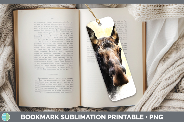 Moose Woodland Tree Peek Bookmark Sublimation Design