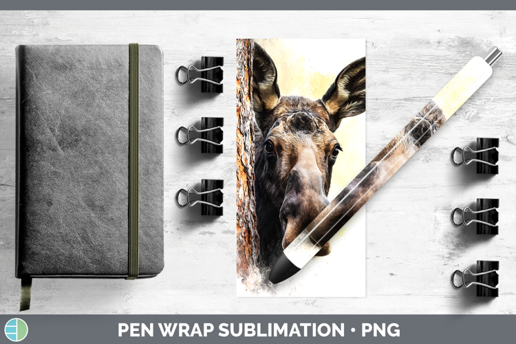 Moose Woodland Tree Peek Pen Wrap Sublimation Design