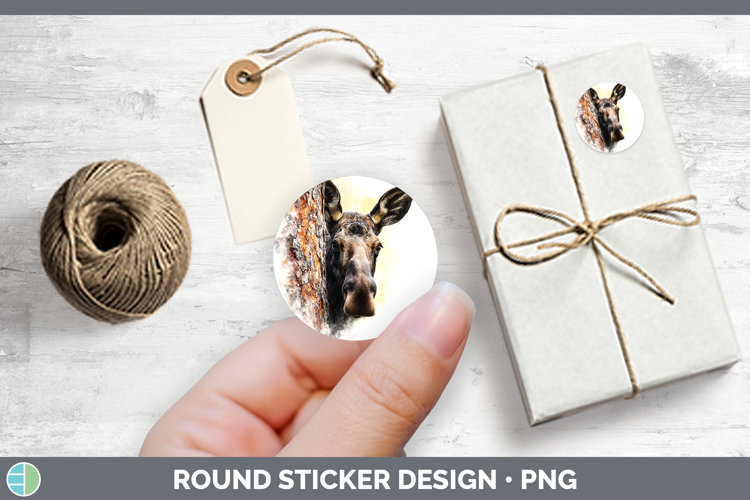 Moose Woodland Tree Peek Stickers Design