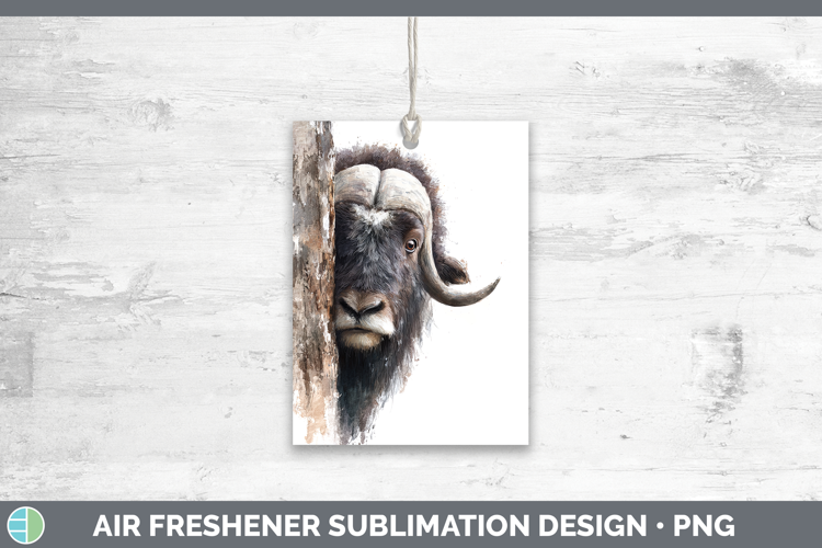 Musk Ox Woodland Tree Peek Air Freshener Sublimation Design