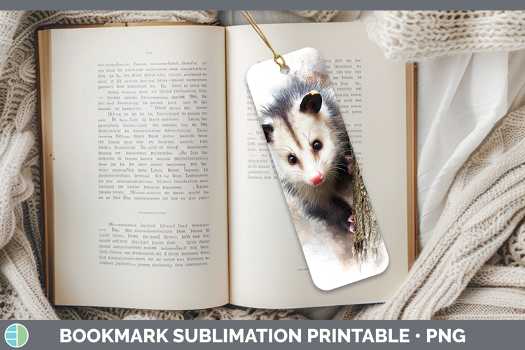 Opossum Woodland Tree Peek Bookmark Sublimation Design