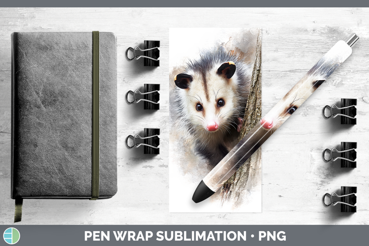 Opossum Woodland Tree Peek Pen Wrap Sublimation Design
