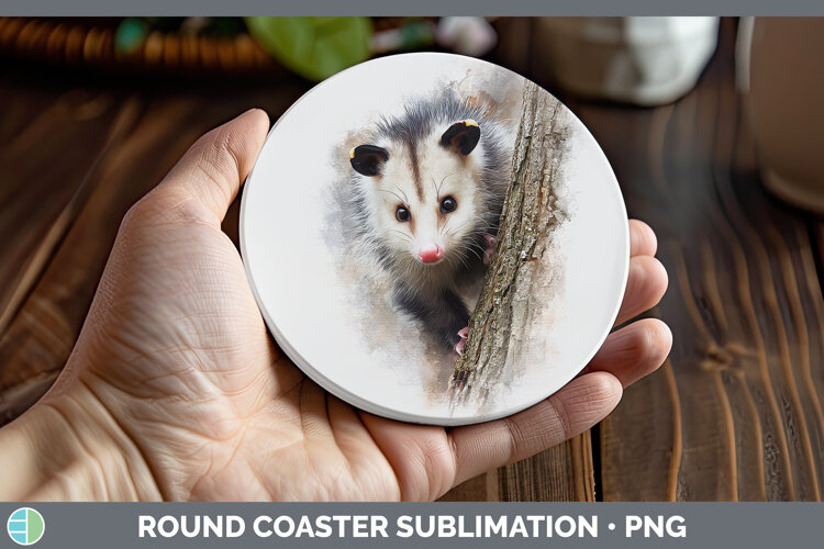 GorgeousWoodland Tree Peek Round Coaster design.