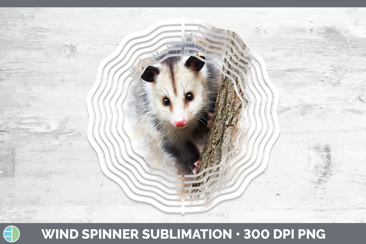 Opossum Woodland Tree Peek Wind Spinner Sublimation Design