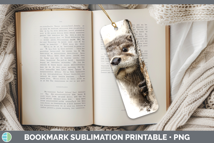 Otter Woodland Tree Peek Bookmark Sublimation Design