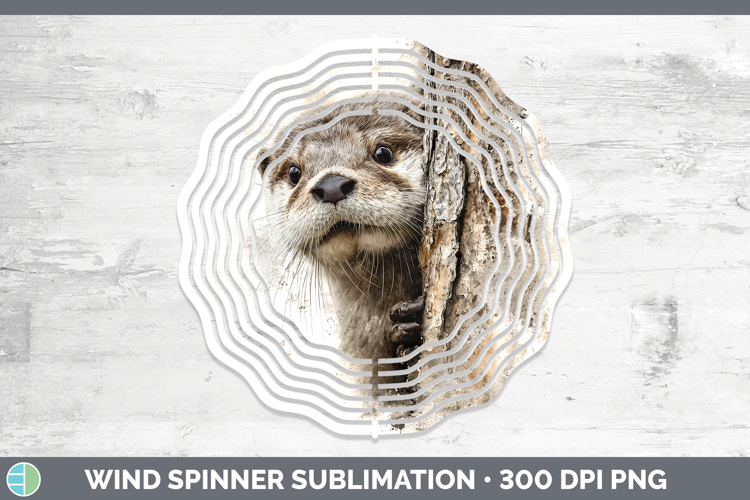 Otter Woodland Tree Peek Wind Spinner Sublimation Design