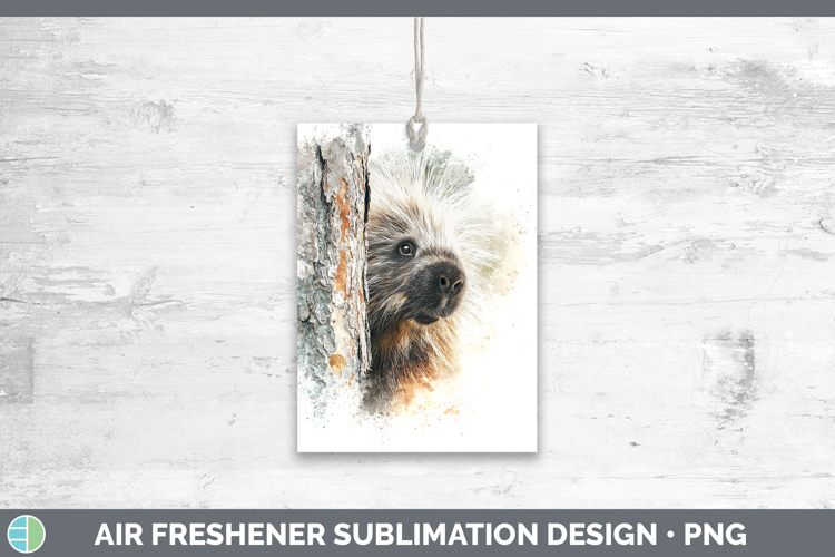 Porcupine Woodland Tree Peek Air Freshener Sublimation Desig