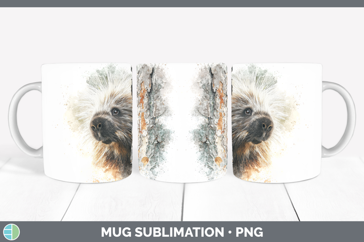 Porcupine Woodland Tree Peek Mug Wrap Sublimation Design