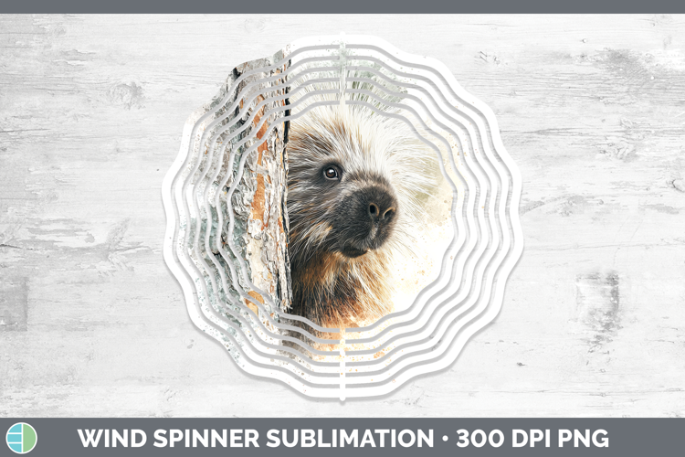 Porcupine Woodland Tree Peek Wind Spinner Sublimation Design