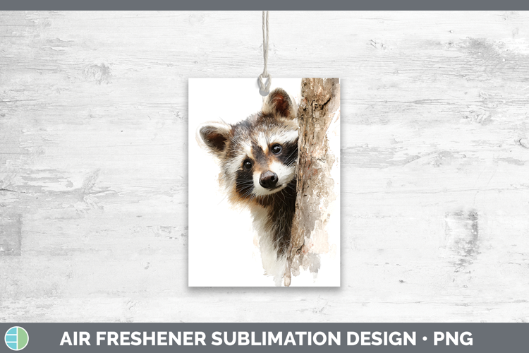 Raccoon Woodland Tree Peek Air Freshener Sublimation Design