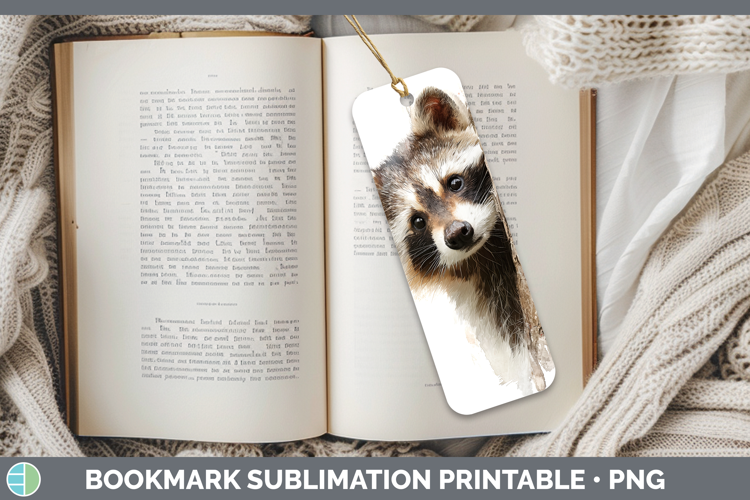 Raccoon Woodland Tree Peek Bookmark Sublimation Design