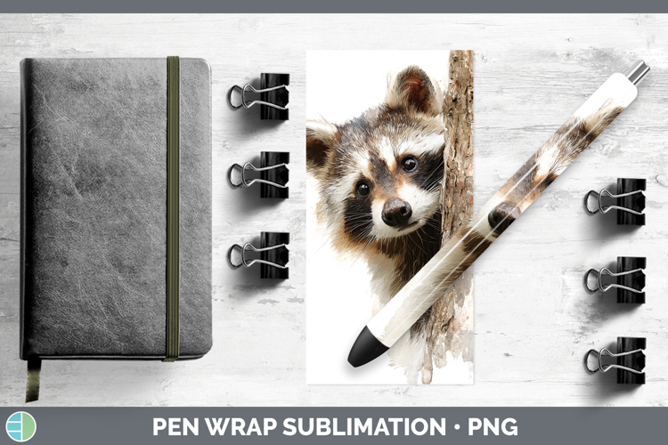 Raccoon Woodland Tree Peek Pen Wrap Sublimation Design