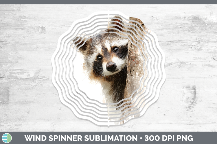 Raccoon Woodland Tree Peek Wind Spinner Sublimation Design