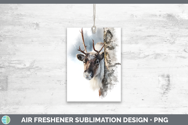 Reindeer Woodland Tree Peek Air Freshener Sublimation Design