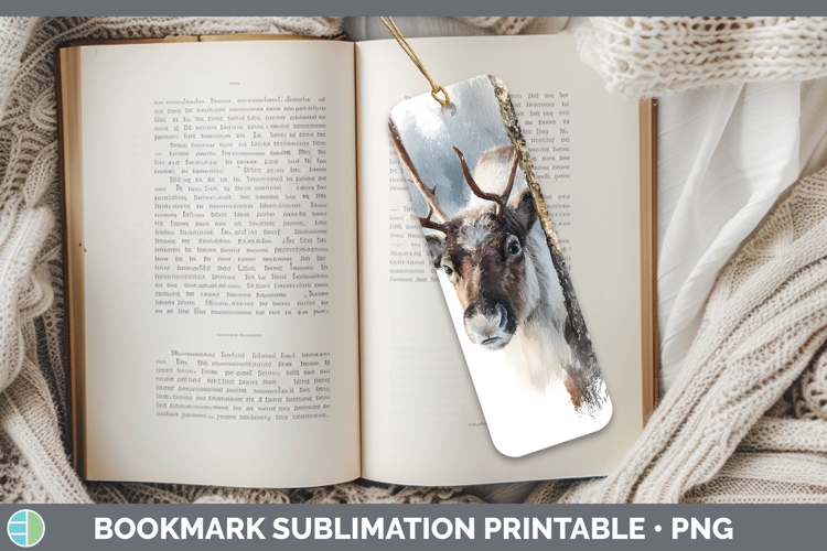 Reindeer Woodland Tree Peek Bookmark Sublimation Design