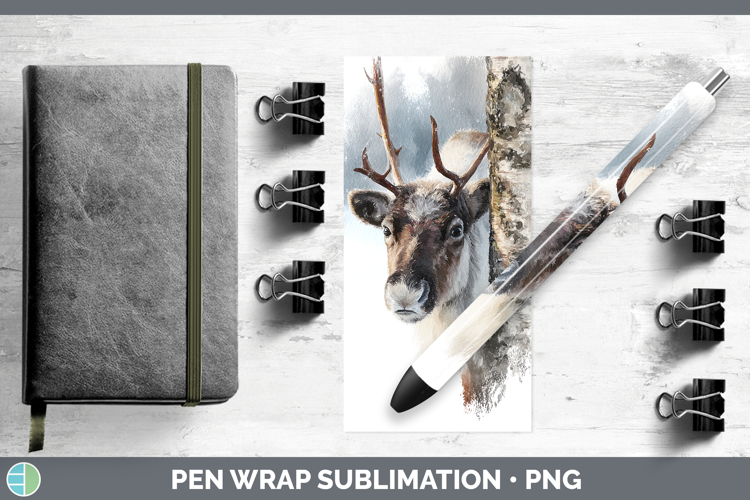 Reindeer Woodland Tree Peek Pen Wrap Sublimation Design