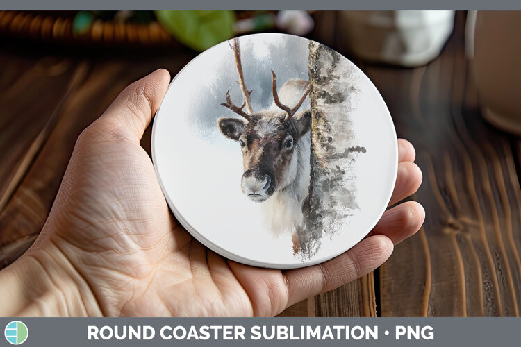 GorgeousWoodland Tree Peek Round Coaster design.