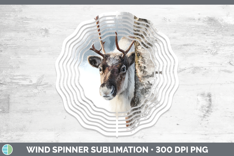 Reindeer Woodland Tree Peek Wind Spinner Sublimation Design