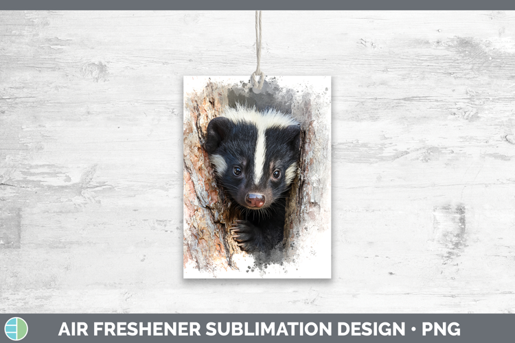 Skunk Woodland Tree Peek Air Freshener Sublimation Design