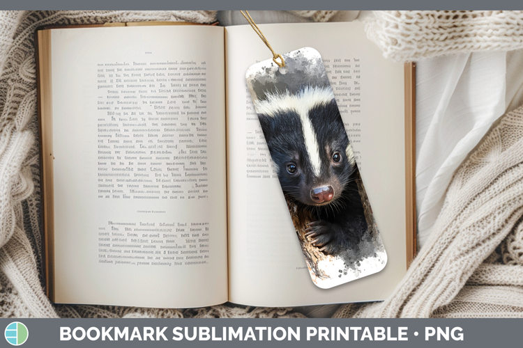 Skunk Woodland Tree Peek Bookmark Sublimation Design