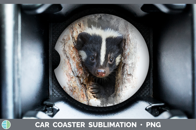 GorgeousWoodland Tree Peek Car Coaster design.