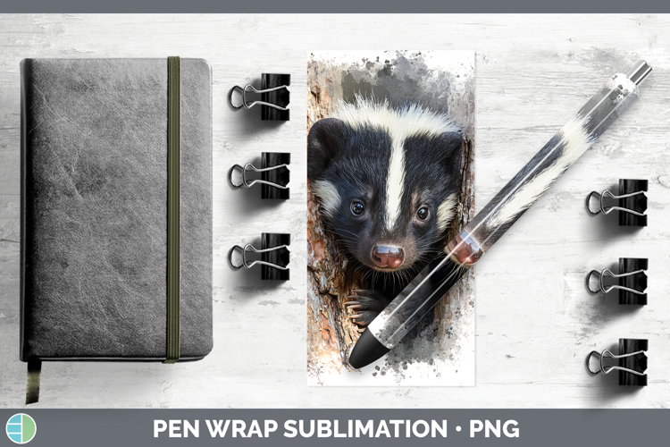 Skunk Woodland Tree Peek Pen Wrap Sublimation Design