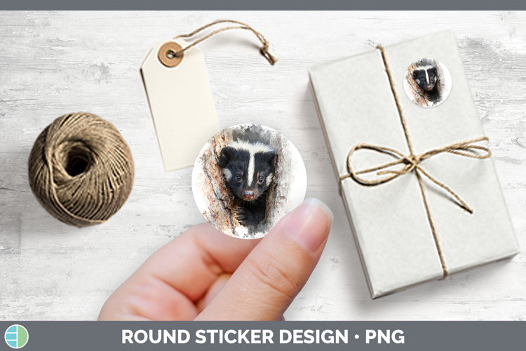 Skunk Woodland Tree Peek Stickers Design