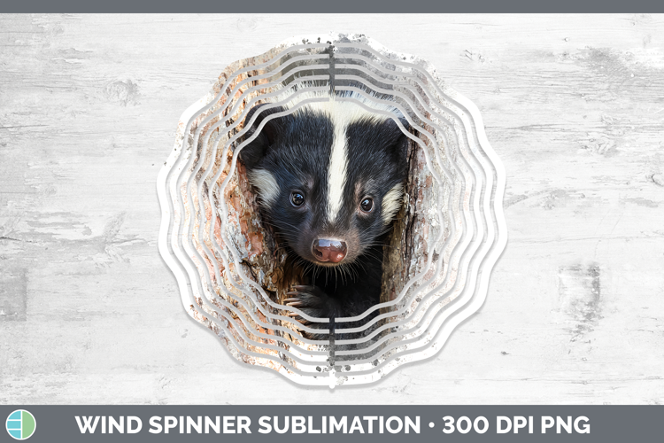 Skunk Woodland Tree Peek Wind Spinner Sublimation Design