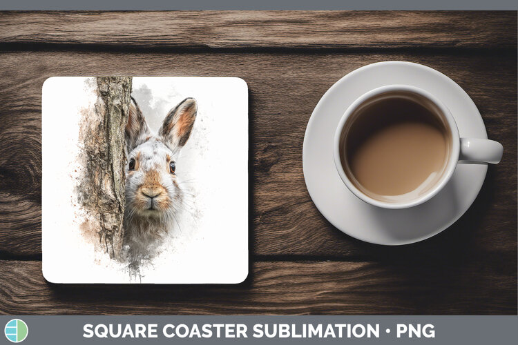 GorgeousWoodland Tree Peek Square Coaster design.