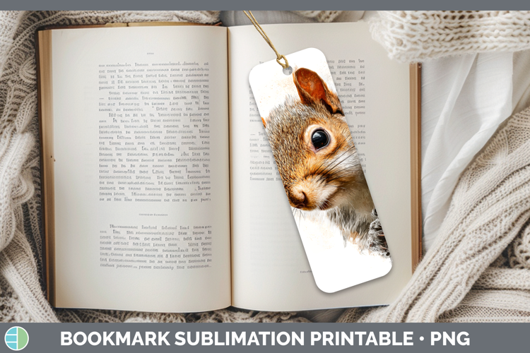 Squirrel Woodland Tree Peek Bookmark Sublimation Design