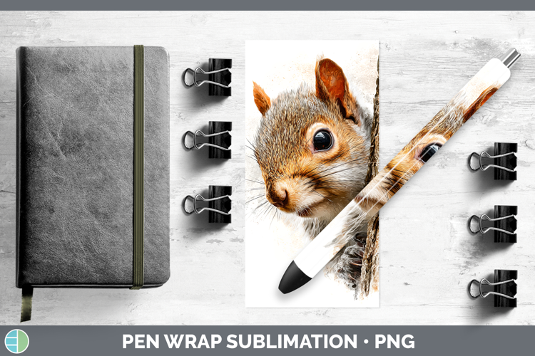 Squirrel Woodland Tree Peek Pen Wrap Sublimation Design