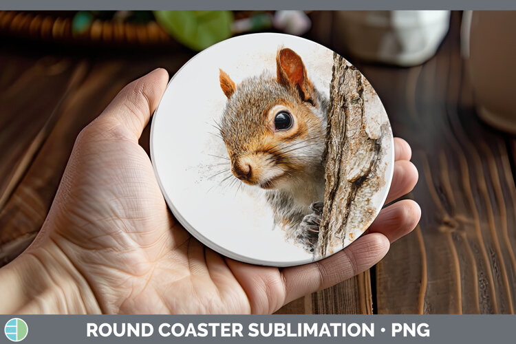 GorgeousWoodland Tree Peek Round Coaster design.
