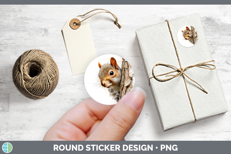 Squirrel Woodland Tree Peek Stickers Design