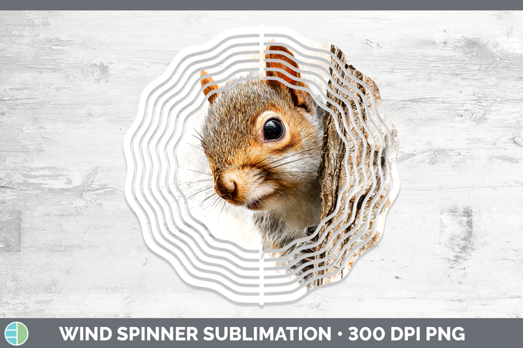 Squirrel Woodland Tree Peek Wind Spinner Sublimation Design