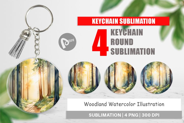 Keychain Woodland Watercolor