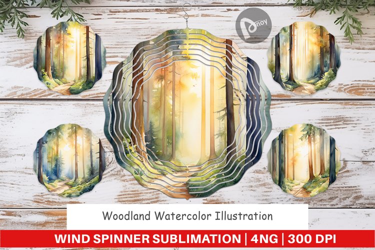 Wind Spinner Woodland Watercolor