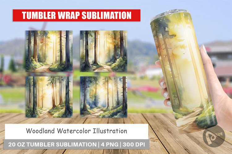 Tumbler Wrap Woodland Watercolor