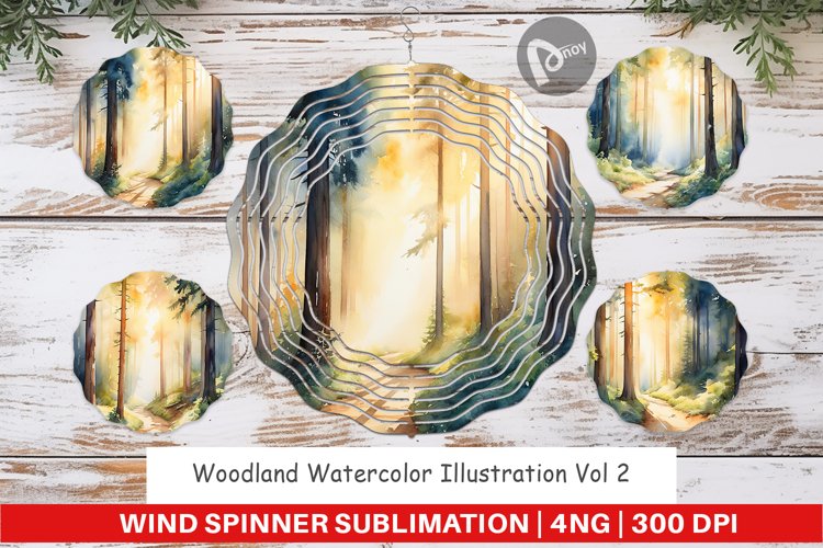 Wind Spinner Woodland Watercolor